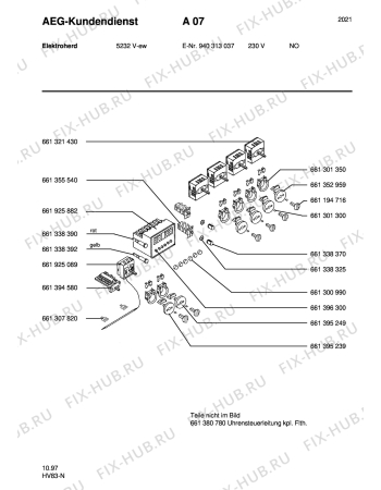 Взрыв-схема плиты (духовки) Aeg 5232V-W N - Схема узла Section6